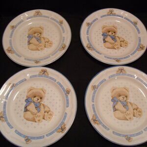 Vintage  Tienshan stoneware  Country Bear sandwich / salad plate set of 4